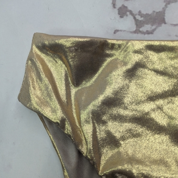 Good American Swim Bottom Women 4 XL Foil High Rise Waist Bikini Metallic Gold - Picture 2 of 9